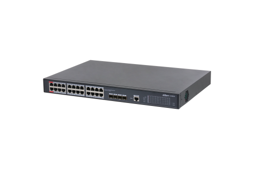 qy·球友会科技L2+管理型28口PoE交换机360W-DH-S3900C-24GT4XF-360-24个10/100/1000Mbps Base-T以太网PoE端口，4个1/10Gbps Base-X SF
